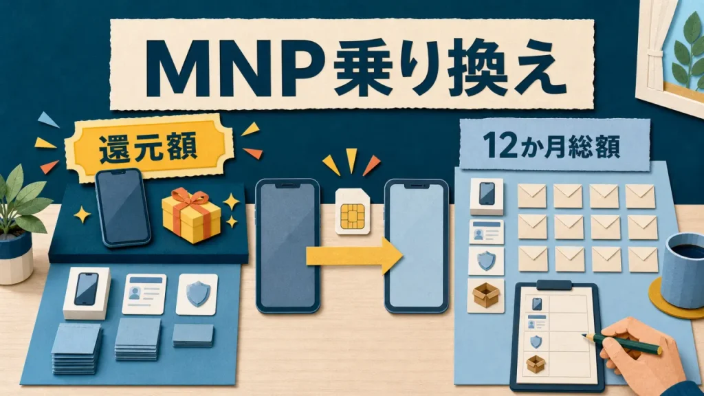 MNPキャッシュバックで損しない方法|還元額より「12か月総額」を比べる攻略表 の案内イメージ
