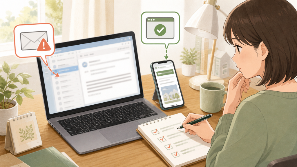 税務署からのお知らせメールは本物?e-Tax公式例で見る5つの確認ポイント の案内イメージ