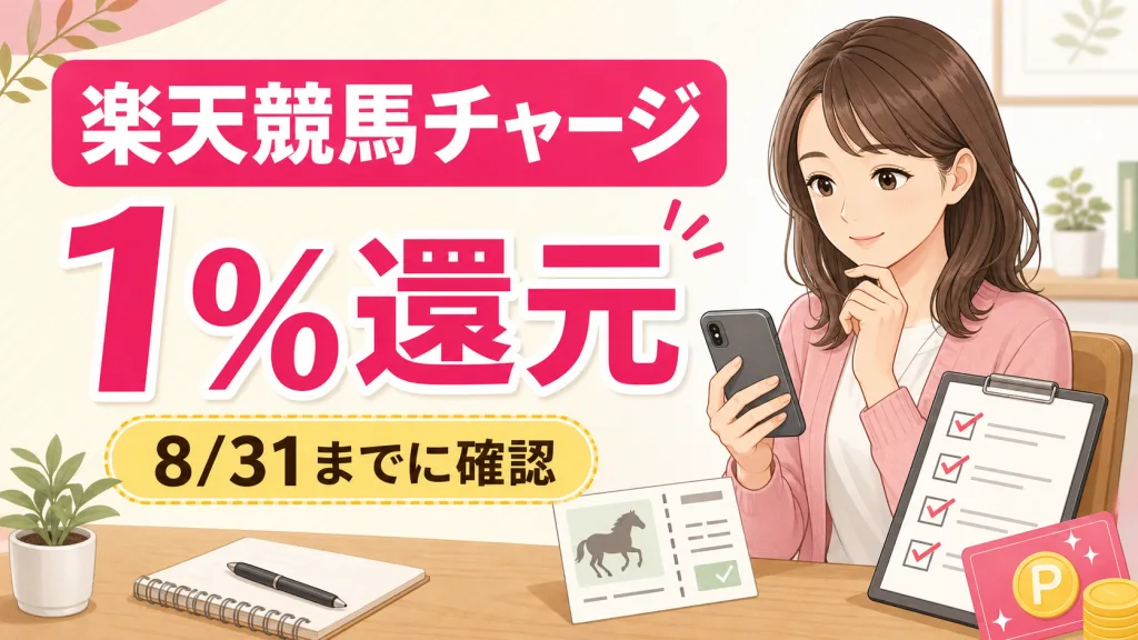 楽天競馬チャージで1%還元|楽天モバイル契約者が8月31日までに確認する条件 の案内イメージ