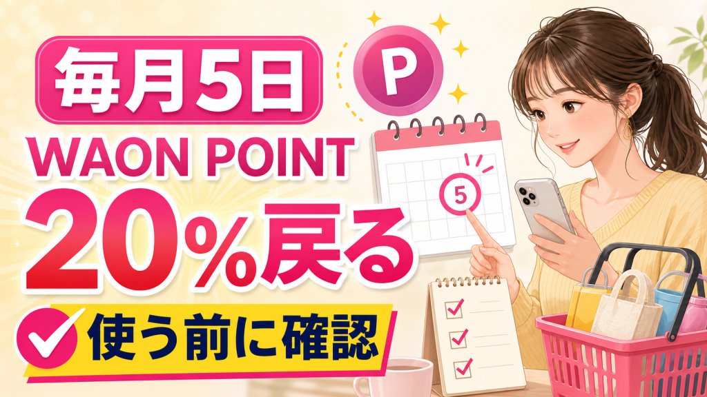 WAON POINTは毎月5日に使うと20%戻る|対象外店舗と電子マネーWAONの違いを確認 の案内イメージ