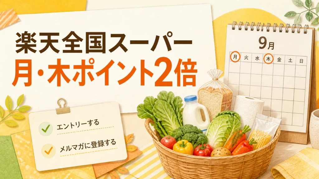 楽天全国スーパーは9月の月・木ポイント2倍!対象店舗と注意点 の案内イメージ